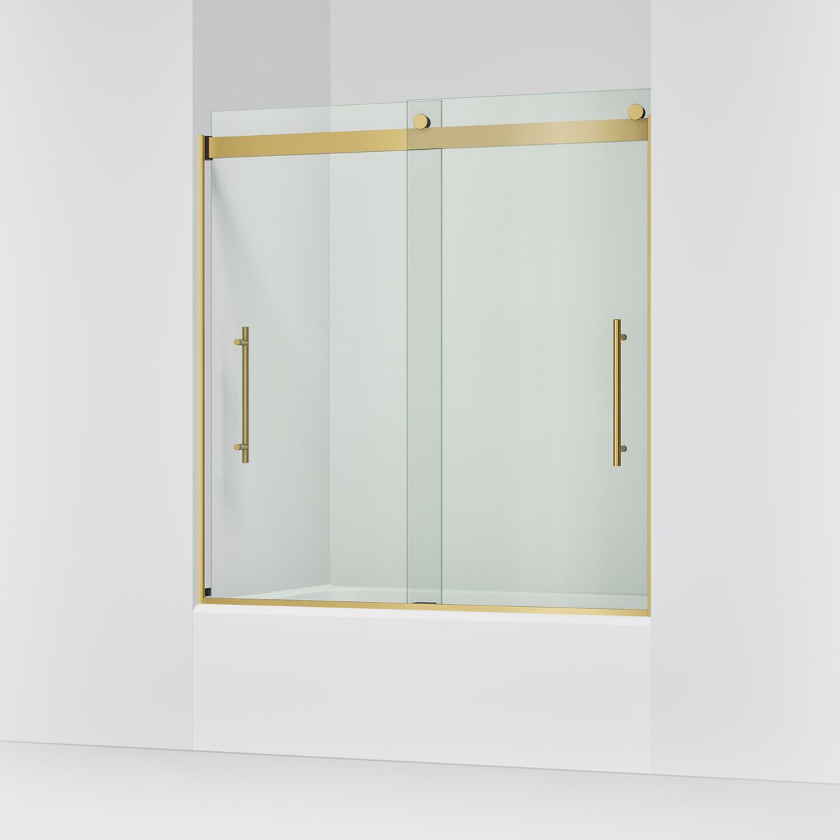 KOHLER K-702419-L Levity Plus Frameless sliding bath door, 61-9/16" H x 56-5/8 - 59-5/8" W, with 5/16"-thick Crystal Clear glass