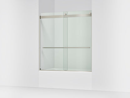 KOHLER K-702420-L Levity Plus Frameless sliding bath door, 61-9/16" H x 56-5/8 - 59-5/8" W, with 5/16"-thick Crystal Clear glass