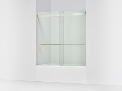 KOHLER K-702420-L Levity Plus Frameless sliding bath door, 61-9/16" H x 56-5/8 - 59-5/8" W, with 5/16"-thick Crystal Clear glass