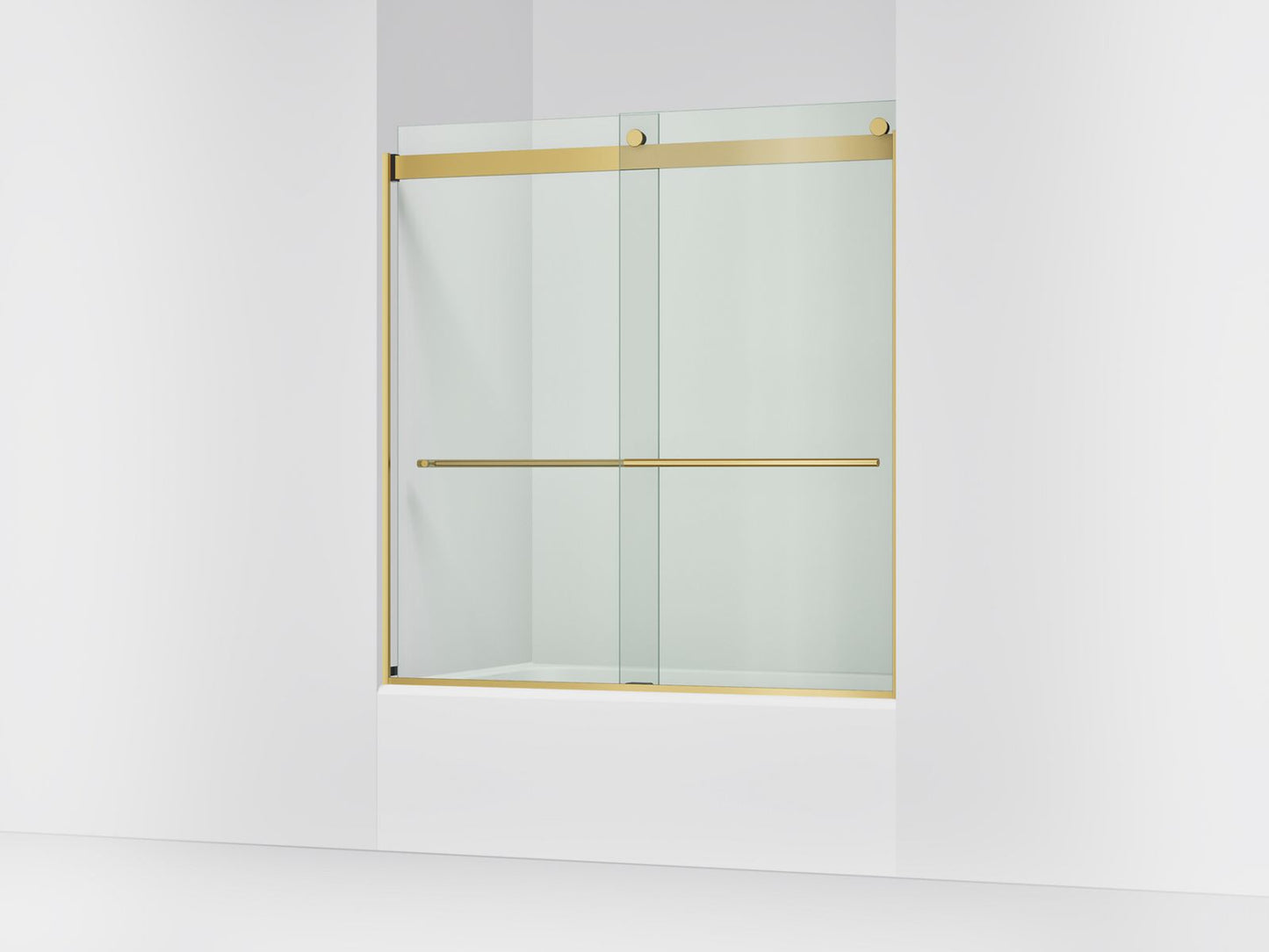 KOHLER K-702420-L Levity Plus Frameless sliding bath door, 61-9/16" H x 56-5/8 - 59-5/8" W, with 5/16"-thick Crystal Clear glass
