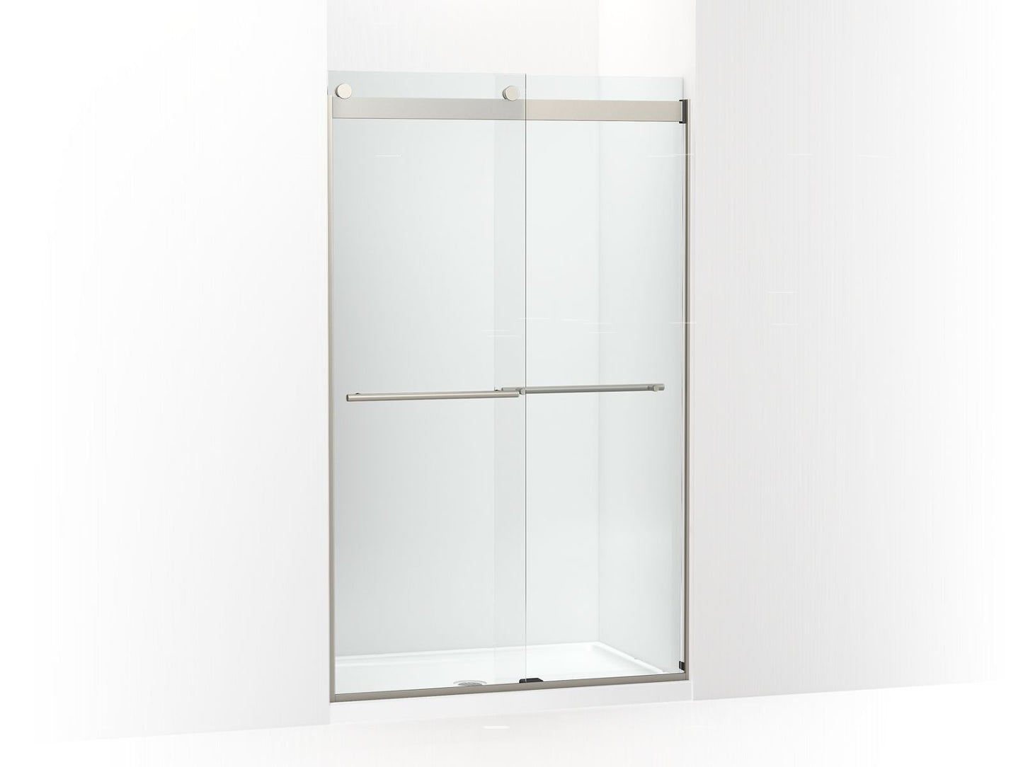 KOHLER K-702422-L Levity Plus Frameless sliding shower door, 77-9/16" H x 44-5/8 - 47-5/8" W, with 5/16"-thick Crystal Clear glass