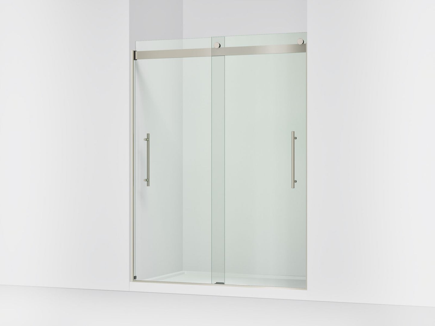 KOHLER K-702423-L Levity Plus Frameless sliding shower door, 77-9/16" H x 56-5/8 - 59-5/8" W, with 5/16"-thick Crystal Clear glass