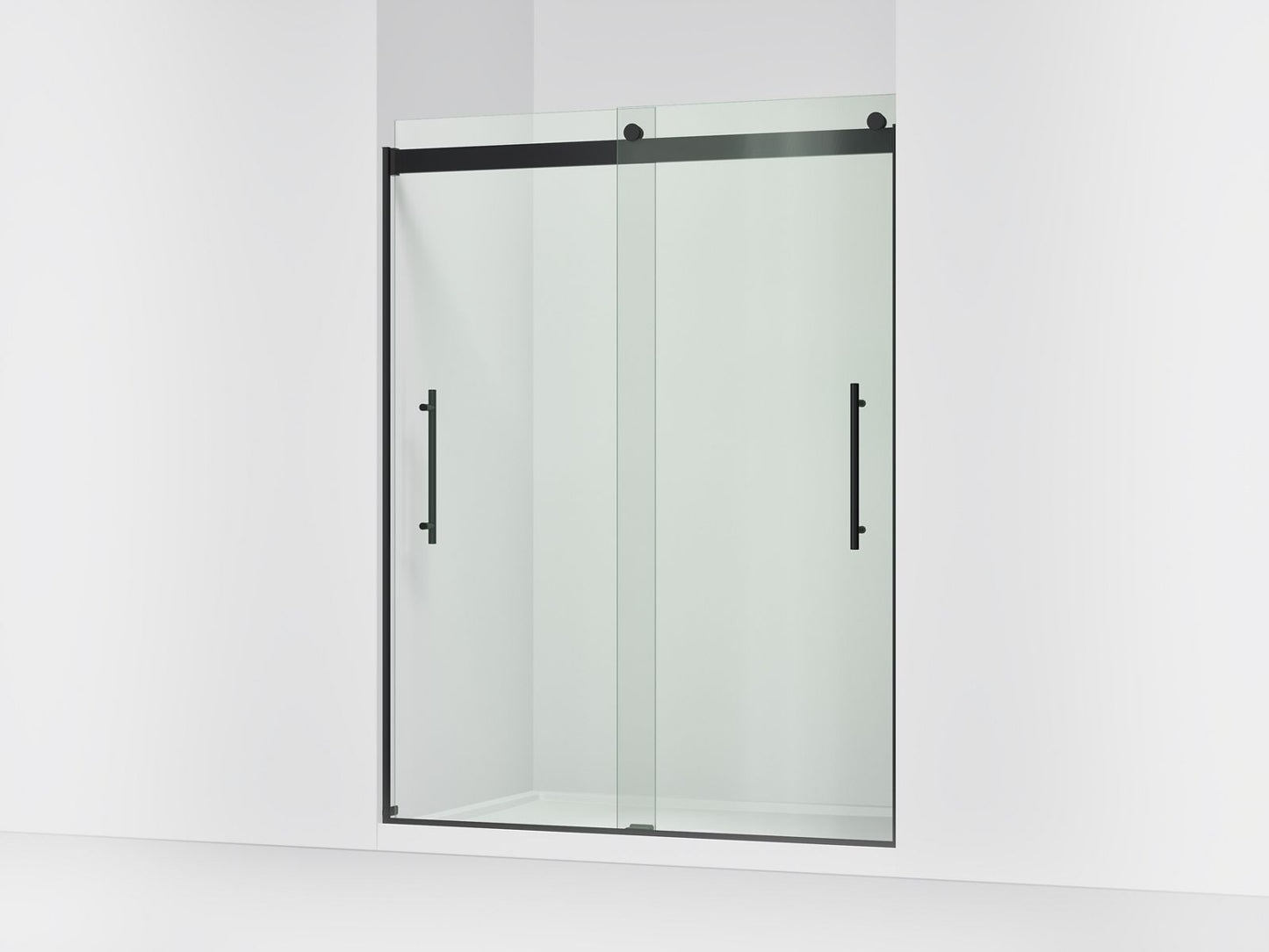 KOHLER K-702423-L Levity Plus Frameless sliding shower door, 77-9/16" H x 56-5/8 - 59-5/8" W, with 5/16"-thick Crystal Clear glass