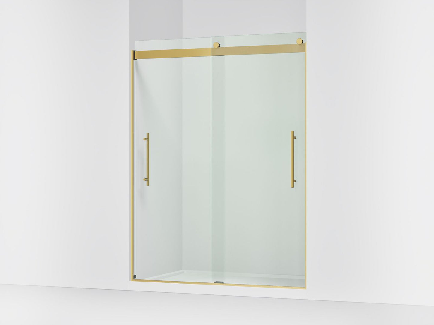 KOHLER K-702423-L Levity Plus Frameless sliding shower door, 77-9/16" H x 56-5/8 - 59-5/8" W, with 5/16"-thick Crystal Clear glass