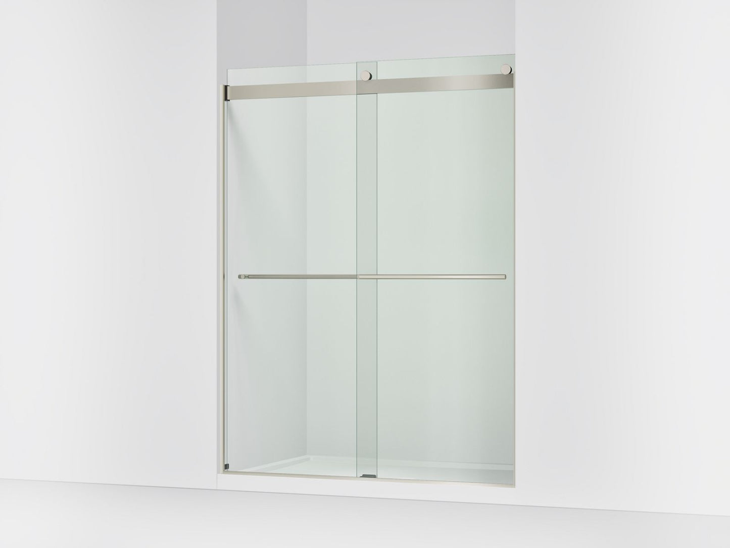 KOHLER K-702424-L Levity Plus Frameless sliding shower door, 77-9/16" H x 56-5/8 - 59-5/8" W, with 5/16"-thick Crystal Clear glass