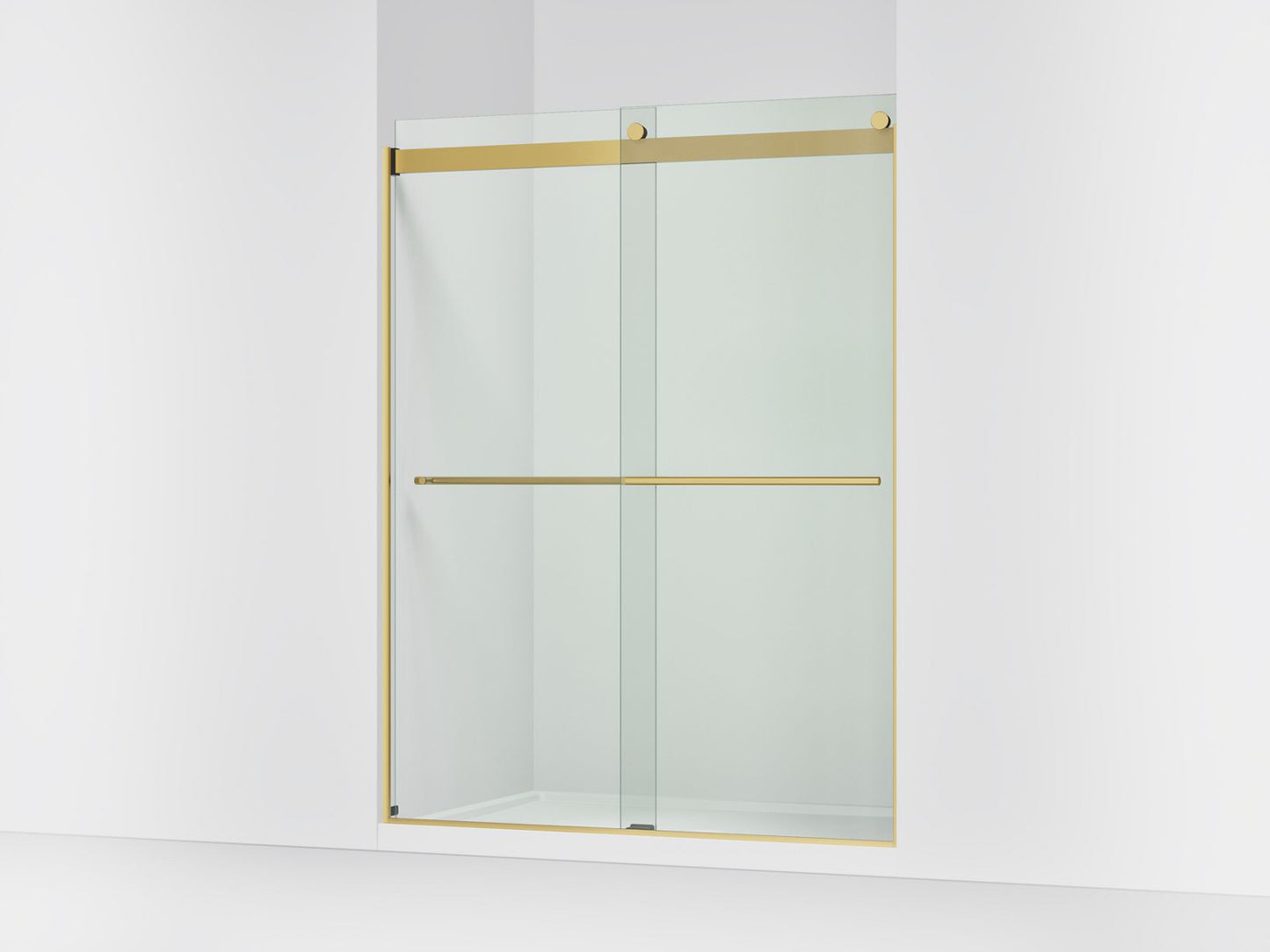 KOHLER K-702424-L Levity Plus Frameless sliding shower door, 77-9/16" H x 56-5/8 - 59-5/8" W, with 5/16"-thick Crystal Clear glass