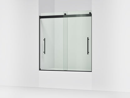 KOHLER K-702425-L Levity Plus Frameless sliding bath door, 61-9/16" H x 56-5/8 - 59-5/8" W, with 3/8"-thick Crystal Clear glass