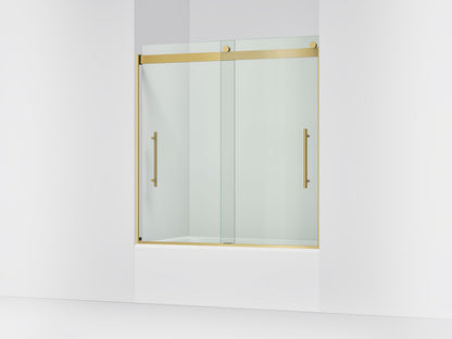 KOHLER K-702425-L Levity Plus Frameless sliding bath door, 61-9/16" H x 56-5/8 - 59-5/8" W, with 3/8"-thick Crystal Clear glass