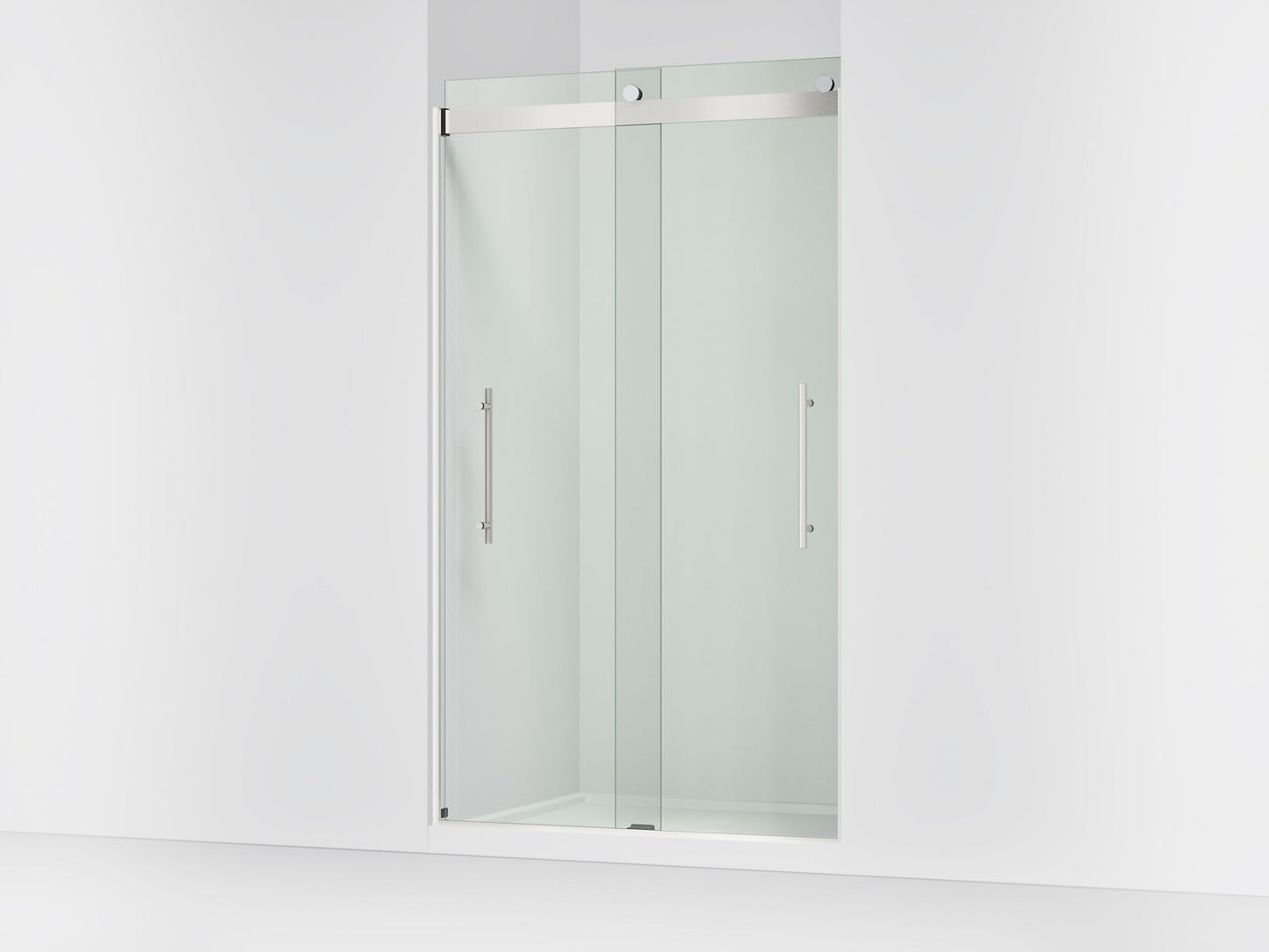 KOHLER K-702427-L Levity Plus Frameless sliding shower door, 81-5/8" H x 44-5/8 - 47-5/8" W, with 3/8"-thick Crystal Clear glass