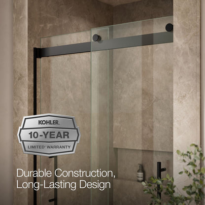 KOHLER K-702427-L Levity Plus Frameless sliding shower door, 81-5/8" H x 44-5/8 - 47-5/8" W, with 3/8"-thick Crystal Clear glass