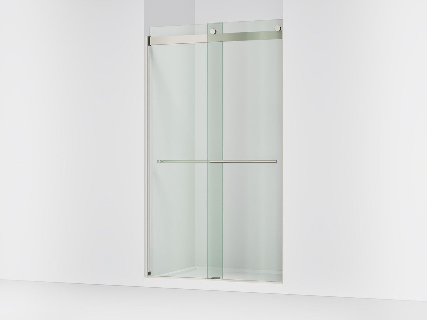 KOHLER K-702428-L Levity Plus Frameless sliding shower door, 81-5/8" H x 44-5/8 - 47-5/8" W, with 3/8"-thick Crystal Clear glass