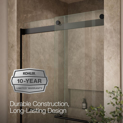 KOHLER K-702428-L Levity Plus Frameless sliding shower door, 81-5/8" H x 44-5/8 - 47-5/8" W, with 3/8"-thick Crystal Clear glass