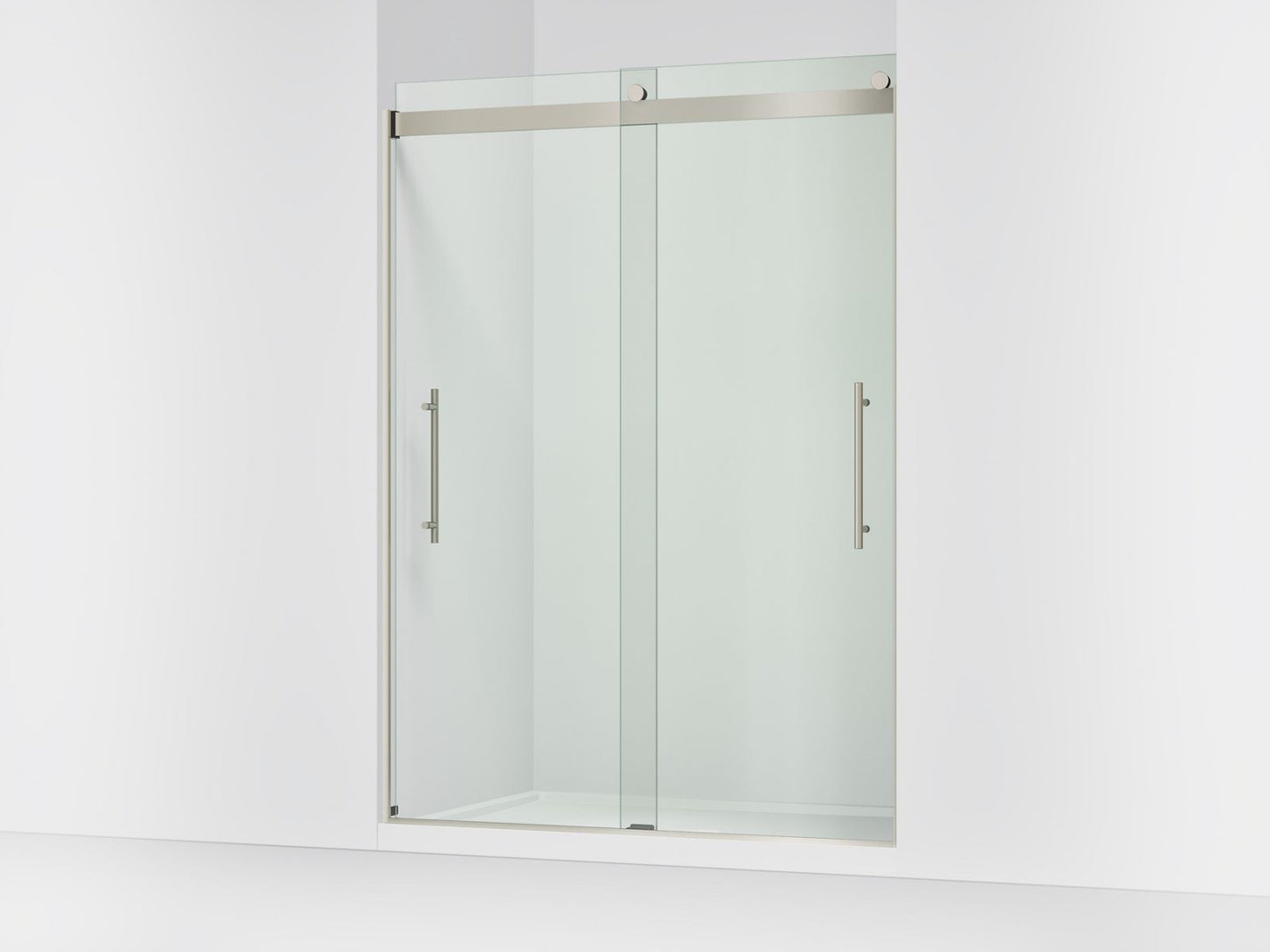 KOHLER K-702429-L Levity Plus Frameless sliding shower door, 81-5/8" H x 56-5/8 - 59-5/8" W, with 3/8"-thick Crystal Clear glass