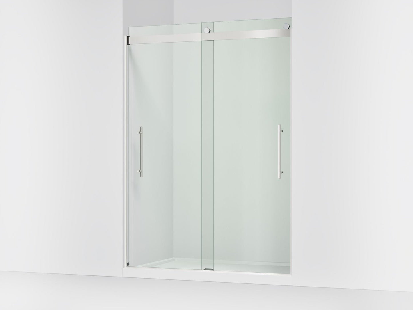 KOHLER K-702429-L Levity Plus Frameless sliding shower door, 81-5/8" H x 56-5/8 - 59-5/8" W, with 3/8"-thick Crystal Clear glass