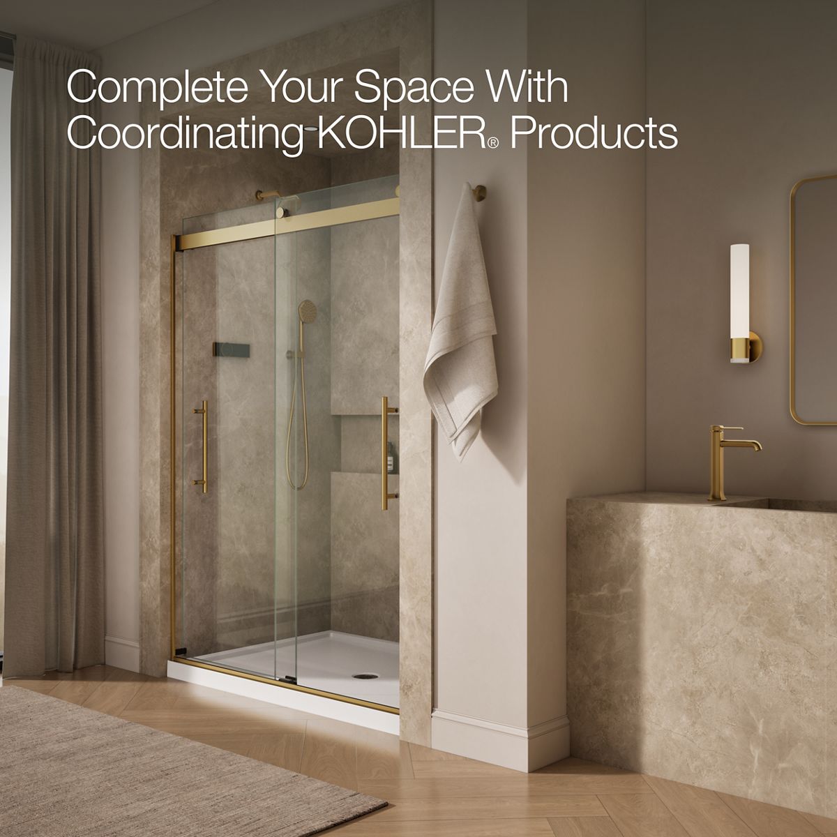 KOHLER K-702429-L Levity Plus Frameless sliding shower door, 81-5/8" H x 56-5/8 - 59-5/8" W, with 3/8"-thick Crystal Clear glass