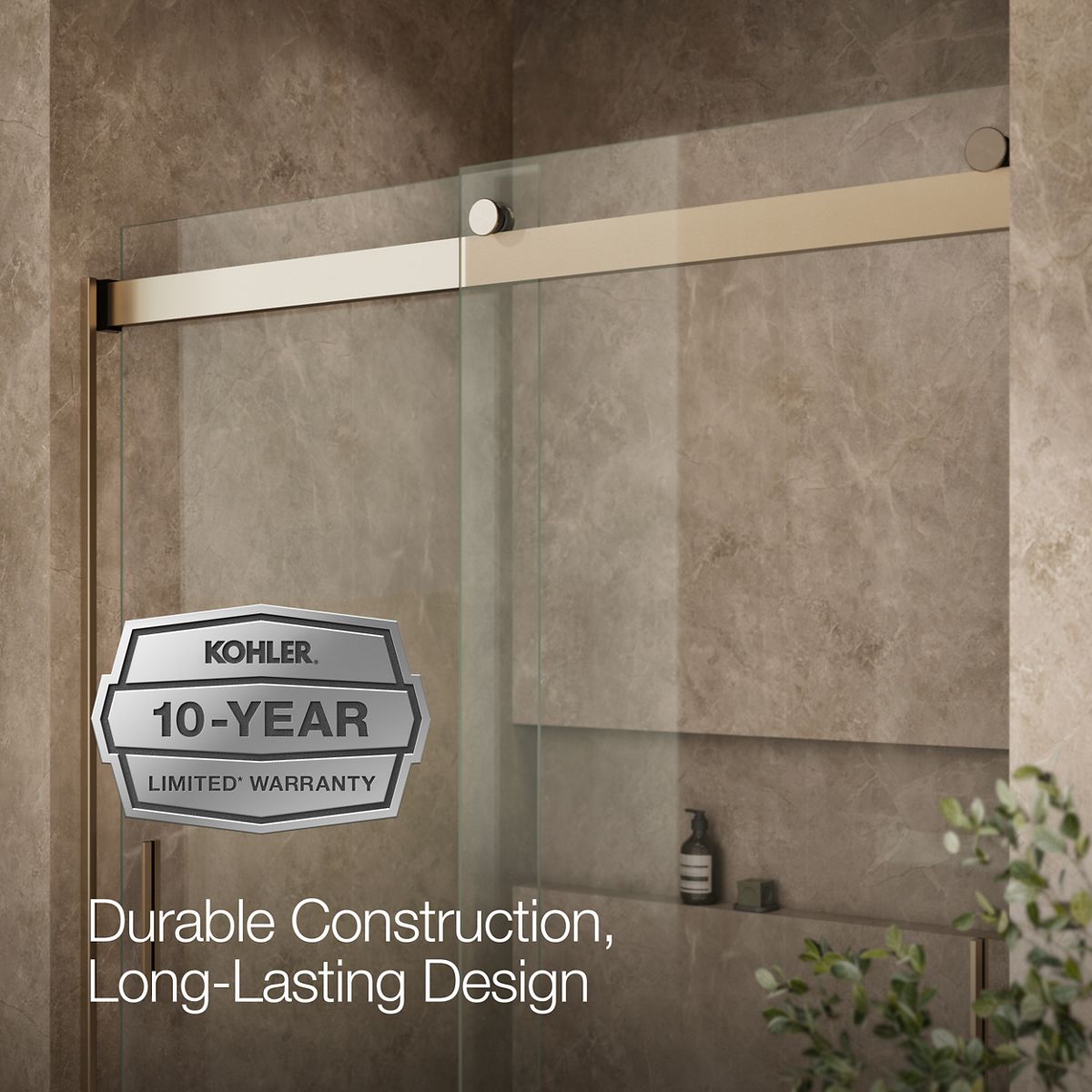 KOHLER K-706000-L Levity 62" H sliding bath door with 1/4"-thick glass