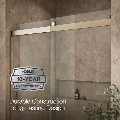 KOHLER K-706000-L Levity 62" H sliding bath door with 1/4"-thick glass