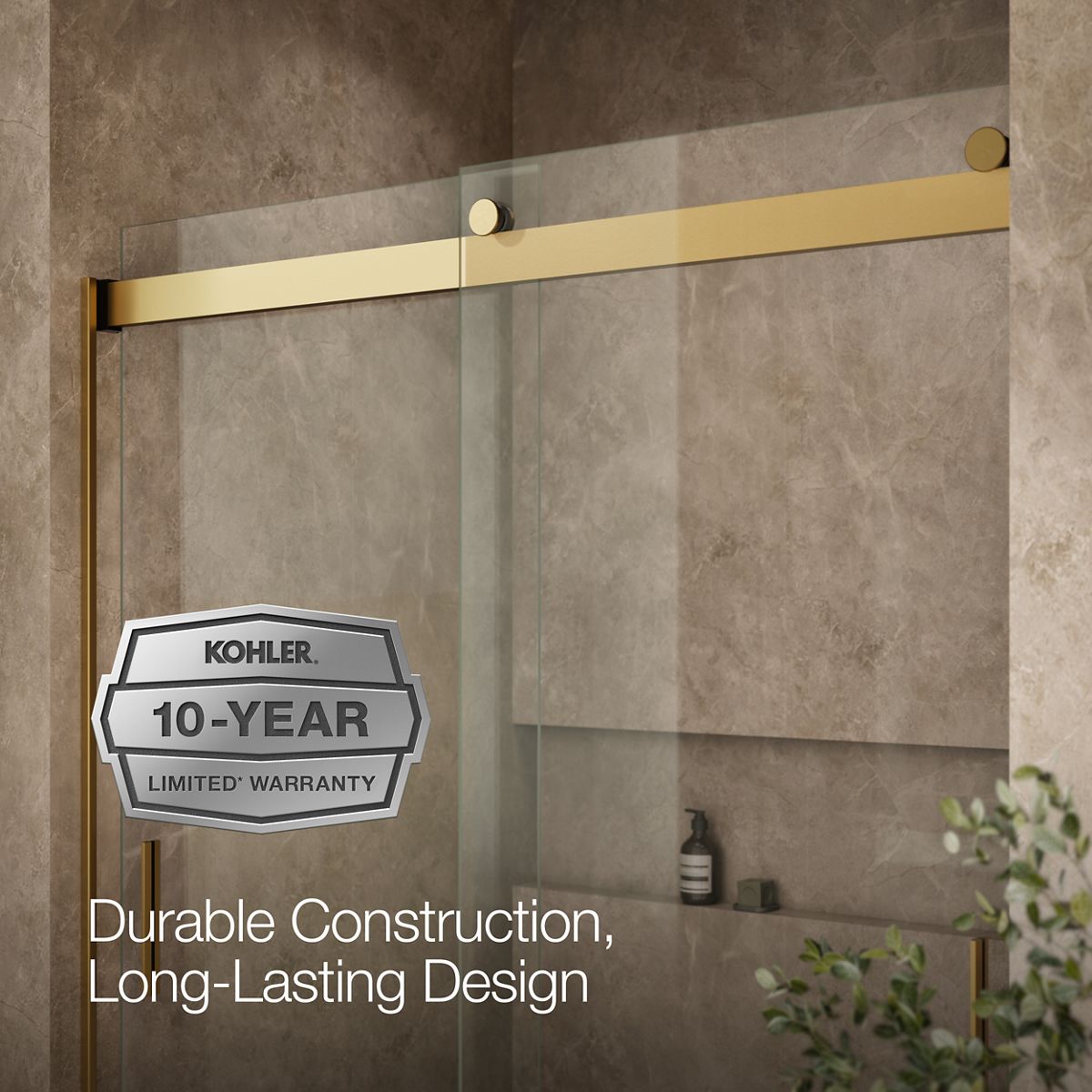 KOHLER K-706000-L Levity 62" H sliding bath door with 1/4"-thick glass