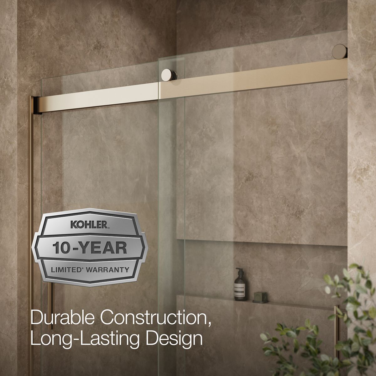 KOHLER K-706002-L Levity Sliding bath door, 59-3/4" H x 56-5/8 - 59-5/8" W, with 1/4" thick Crystal Clear glass