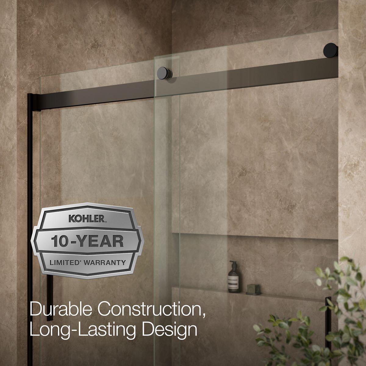 KOHLER K-706002-L Levity Sliding bath door, 59-3/4" H x 56-5/8 - 59-5/8" W, with 1/4" thick Crystal Clear glass