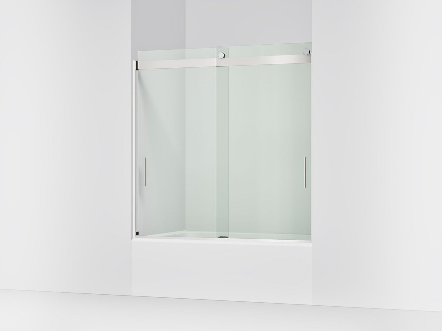 KOHLER K-706002-L Levity Sliding bath door, 59-3/4" H x 56-5/8 - 59-5/8" W, with 1/4" thick Crystal Clear glass