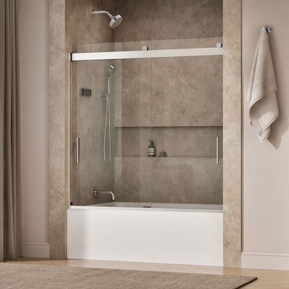 KOHLER K-706002-L Levity Sliding bath door, 59-3/4" H x 56-5/8 - 59-5/8" W, with 1/4" thick Crystal Clear glass