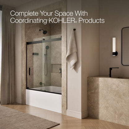 KOHLER K-706002-L Levity Sliding bath door, 59-3/4" H x 56-5/8 - 59-5/8" W, with 1/4" thick Crystal Clear glass