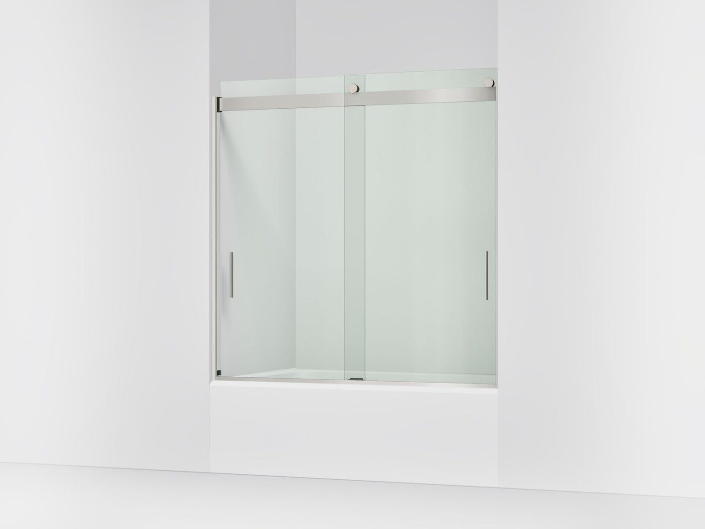 KOHLER K-706002-L Levity Sliding bath door, 59-3/4" H x 56-5/8 - 59-5/8" W, with 1/4" thick Crystal Clear glass