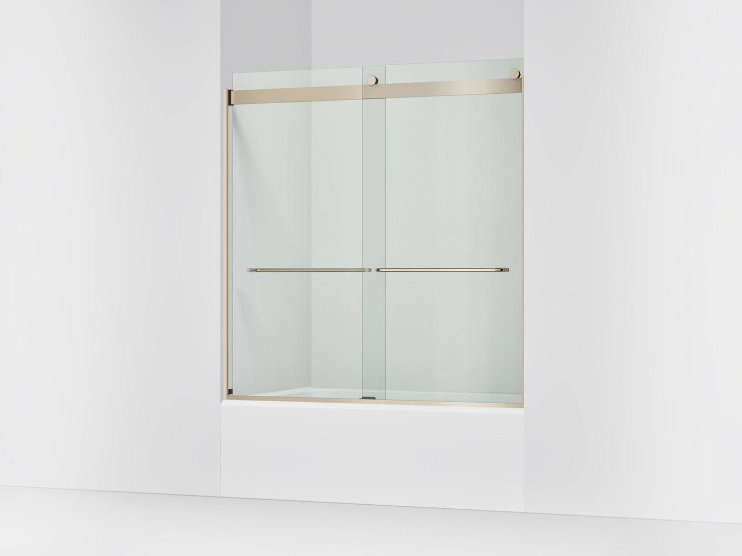 KOHLER K-706004-L Levity Sliding bath door, 62" H x 56-5/8 - 59-5/8" W, with 1/4" thick Crystal Clear glass