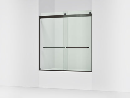 KOHLER K-706004-L Levity Sliding bath door, 62" H x 56-5/8 - 59-5/8" W, with 1/4" thick Crystal Clear glass