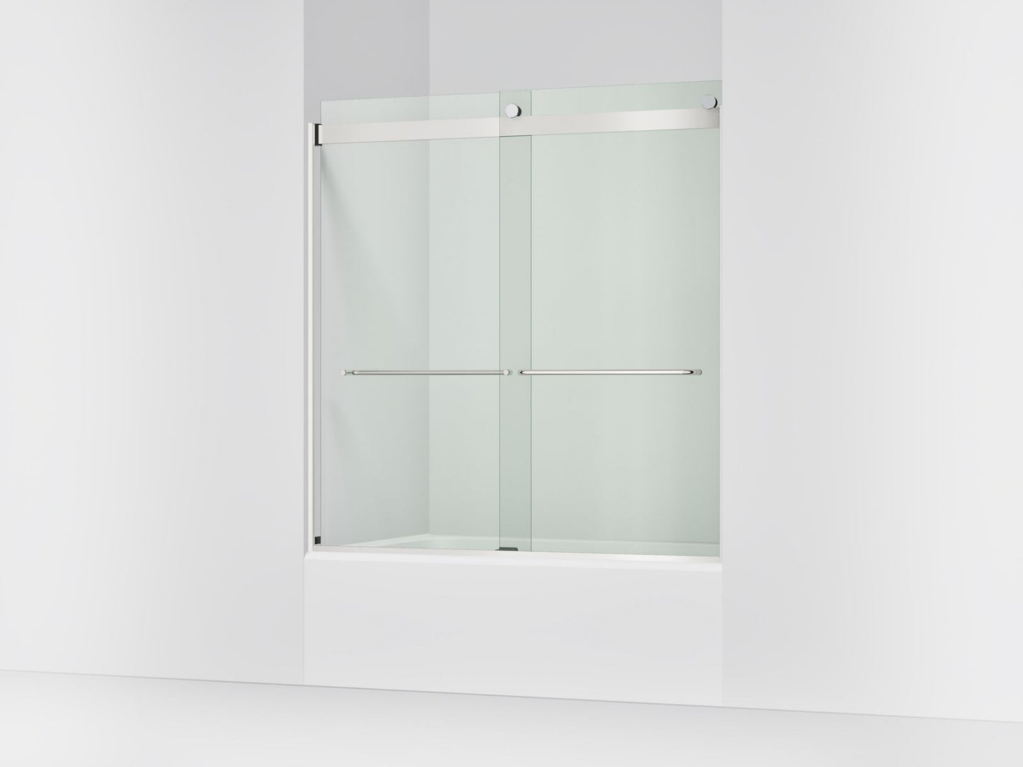 KOHLER K-706004-L Levity Sliding bath door, 62" H x 56-5/8 - 59-5/8" W, with 1/4" thick Crystal Clear glass