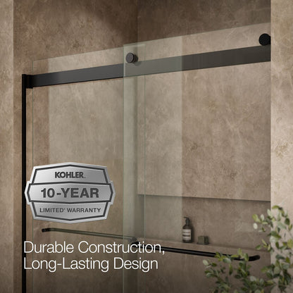 KOHLER K-706004-L Levity Sliding bath door, 62" H x 56-5/8 - 59-5/8" W, with 1/4" thick Crystal Clear glass