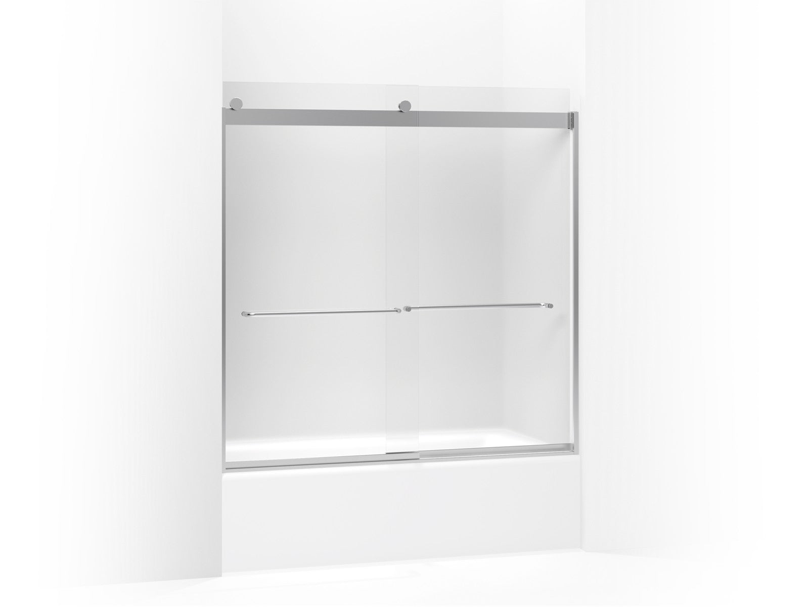 KOHLER K-706005-D3 Levity Sliding bath door, 59-3/4" H x 54 - 57" W, with 1/4" thick Frosted glass, bright silver