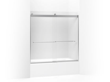 KOHLER K-706005-D3 Levity Sliding bath door, 59-3/4" H x 54 - 57" W, with 1/4" thick Frosted glass, bright silver