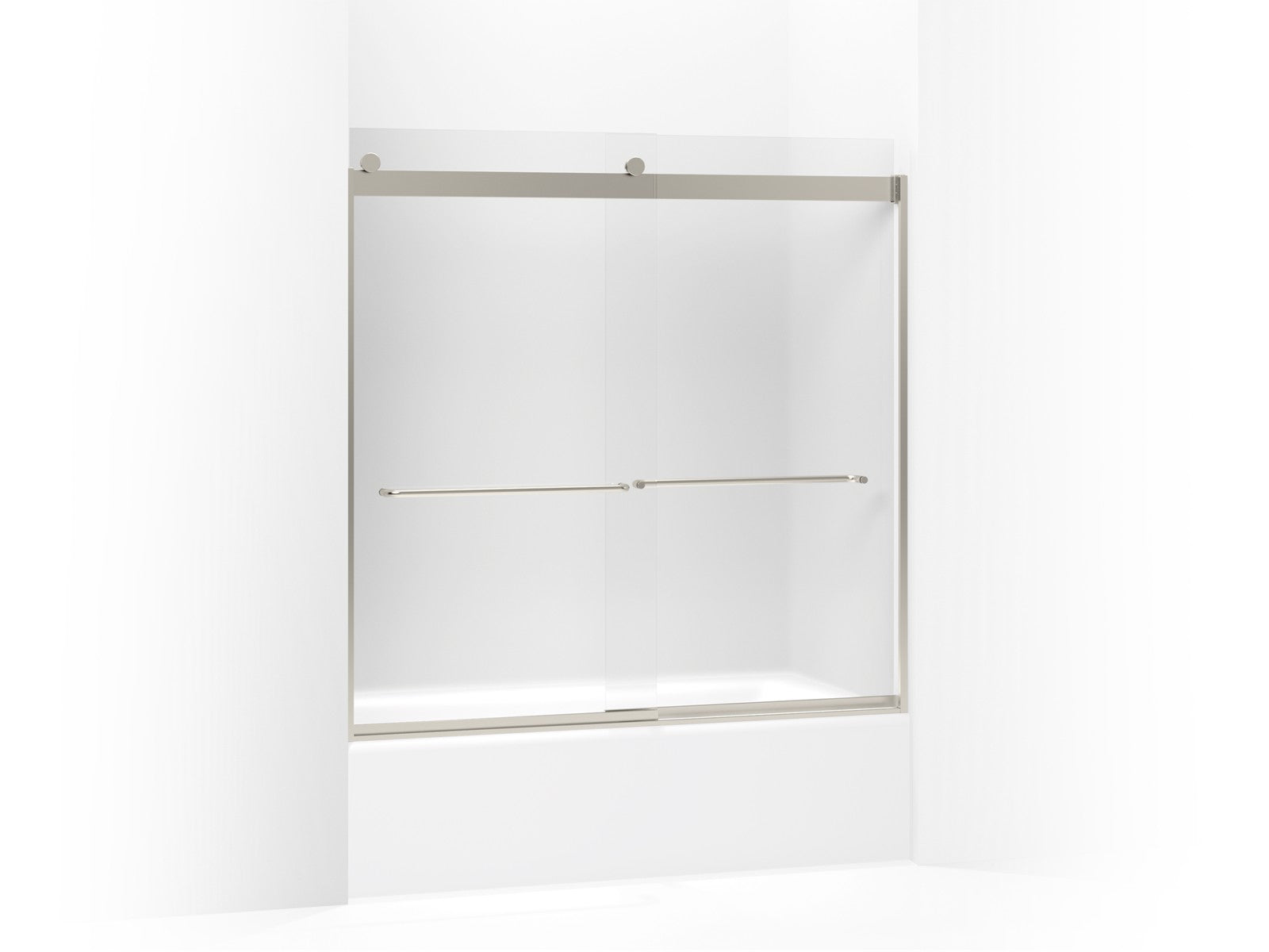 KOHLER K-706005-D3 Levity Sliding bath door, 59-3/4" H x 54 - 57" W, with 1/4" thick Frosted glass, matte nickel