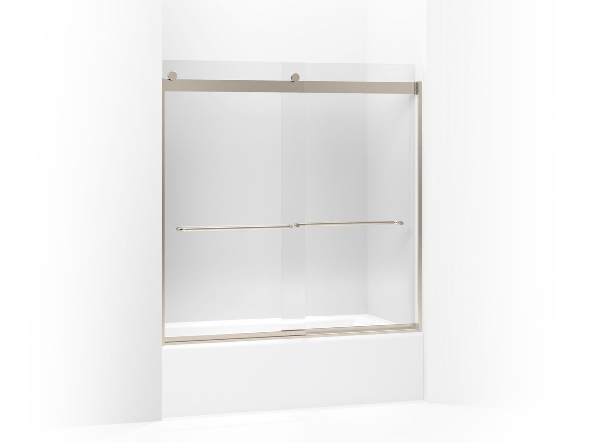 KOHLER K-706005-L Levity Sliding bath door, 59-3/4" H x 54 - 57" W, with 1/4" thick Crystal Clear glass, anodized brushed...