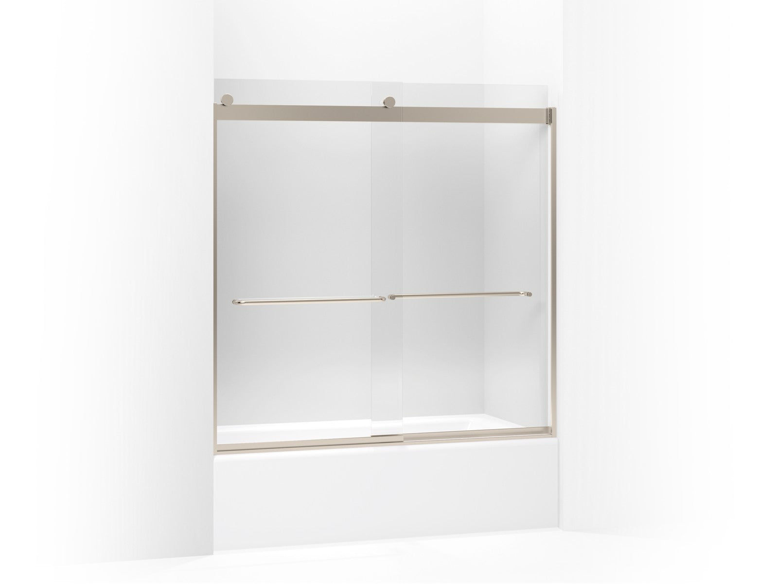 KOHLER K-706005-L Levity Sliding bath door, 59-3/4" H x 54 - 57" W, with 1/4" thick Crystal Clear glass, anodized brushed...