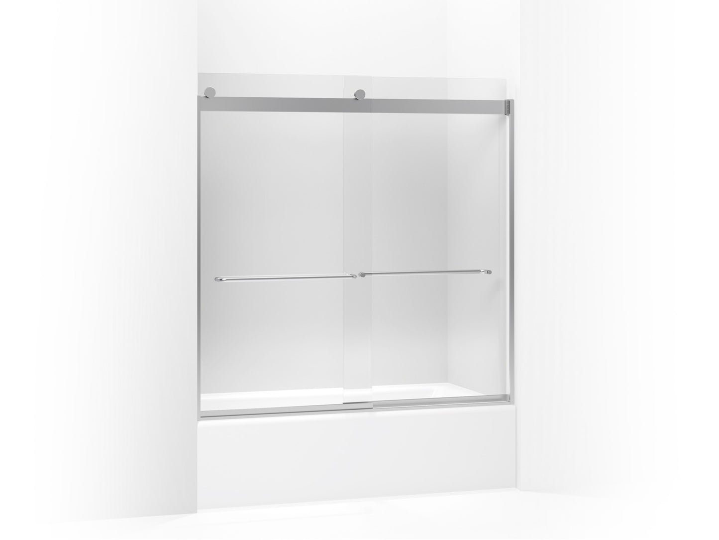 KOHLER K-706005-L Levity Sliding bath door, 59-3/4" H x 54 - 57" W, with 1/4" thick Crystal Clear glass, bright silver