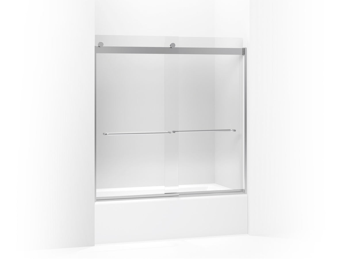 KOHLER K-706005-L Levity Sliding bath door, 59-3/4" H x 54 - 57" W, with 1/4" thick Crystal Clear glass, bright silver