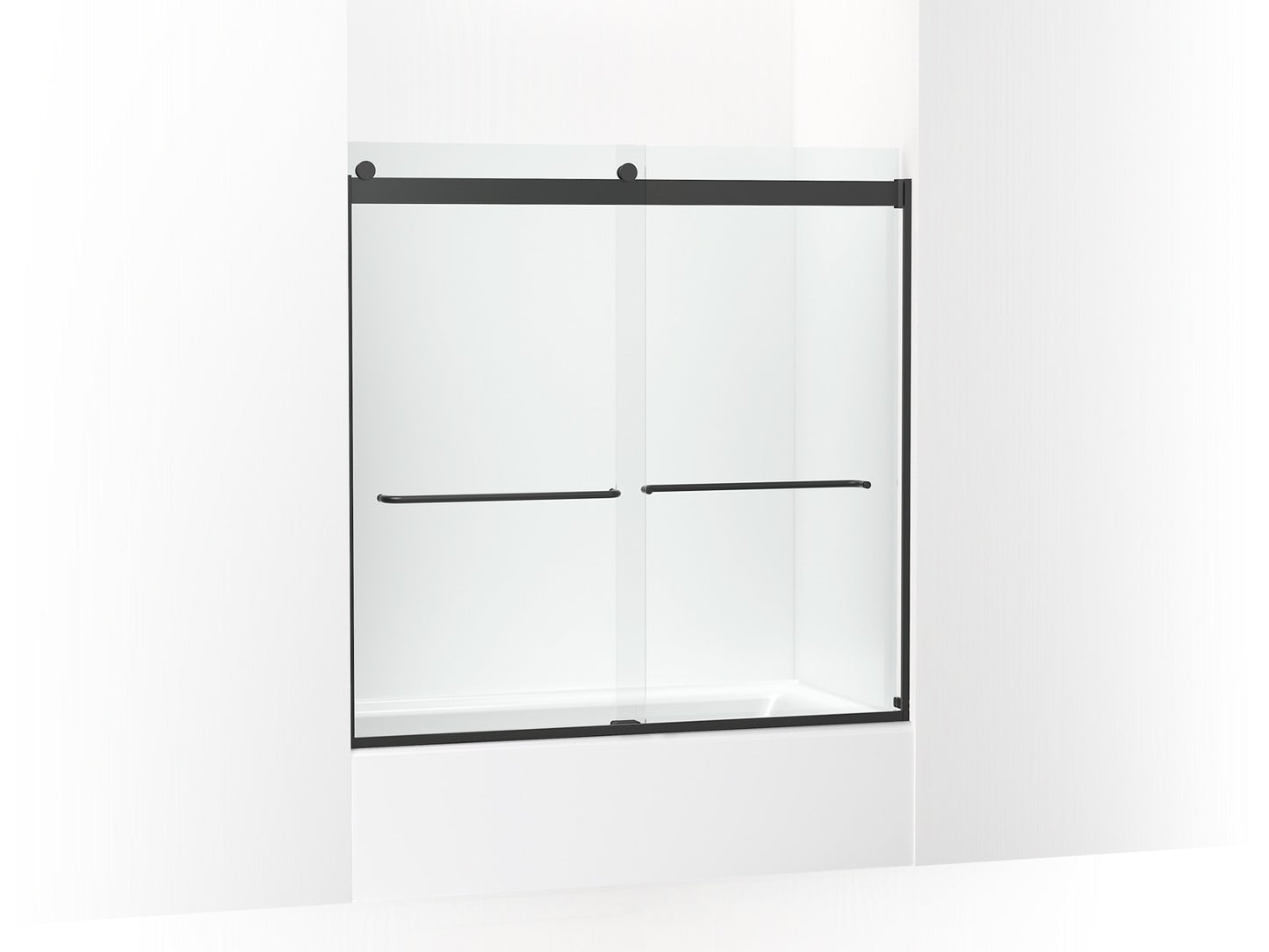 KOHLER K-706005-L Levity Sliding bath door, 59-3/4" H x 54 - 57" W, with 1/4" thick Crystal Clear glass, matte black