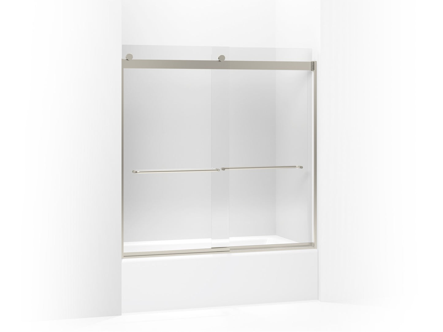 KOHLER K-706005-L Levity Sliding bath door, 59-3/4" H x 54 - 57" W, with 1/4" thick Crystal Clear glass, matte nickel