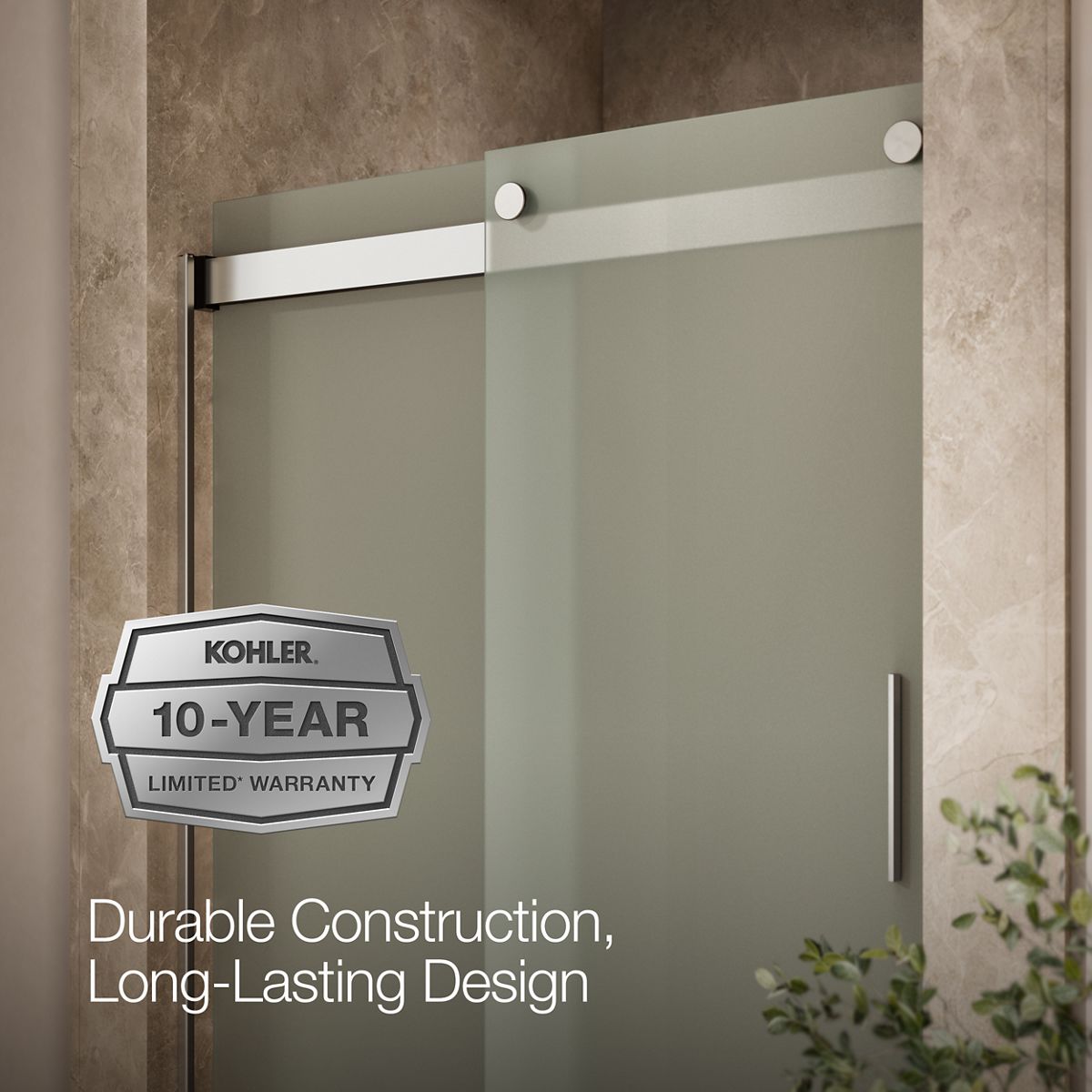 KOHLER K-706008-D3 Levity Sliding shower door, 74" H x 43-5/8 - 47-5/8" W, with 1/4" thick Frosted glass