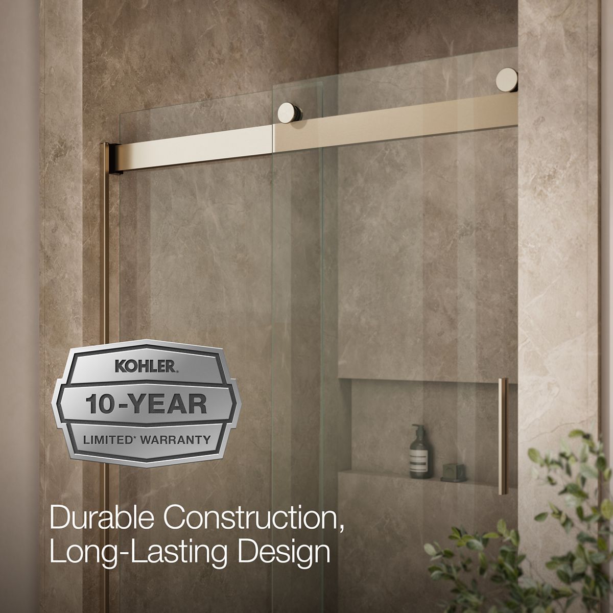 KOHLER K-706008-L Levity Sliding shower door, 74" H x 43-5/8 - 47-5/8" W, with 1/4" thick Crystal Clear glass
