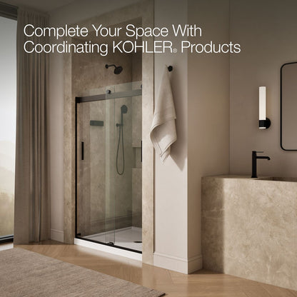 KOHLER K-706008-L Levity Sliding shower door, 74" H x 43-5/8 - 47-5/8" W, with 1/4" thick Crystal Clear glass