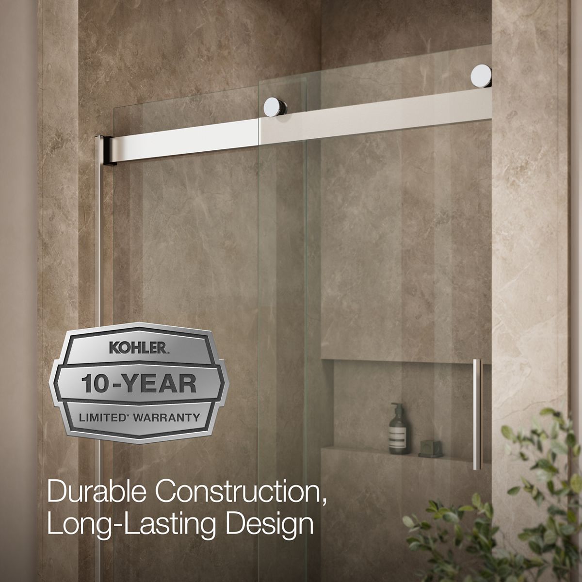 KOHLER K-706008-L Levity Sliding shower door, 74" H x 43-5/8 - 47-5/8" W, with 1/4" thick Crystal Clear glass