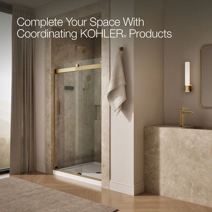 KOHLER K-706008-L Levity Sliding shower door, 74" H x 43-5/8 - 47-5/8" W, with 1/4" thick Crystal Clear glass