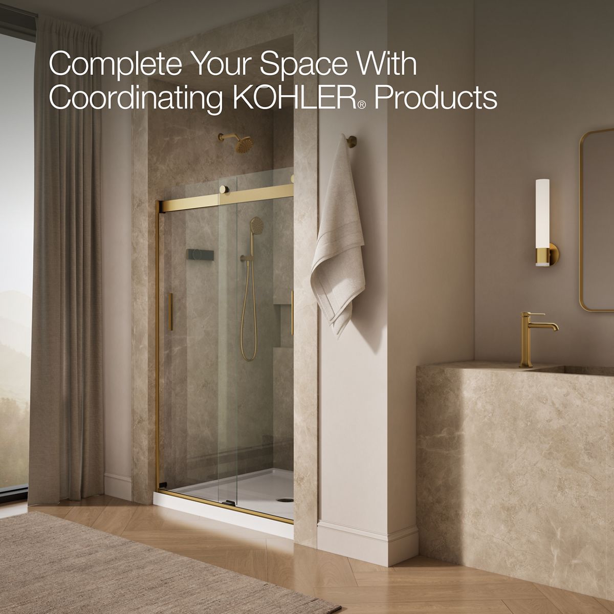 KOHLER K-706008-L Levity Sliding shower door, 74" H x 43-5/8 - 47-5/8" W, with 1/4" thick Crystal Clear glass