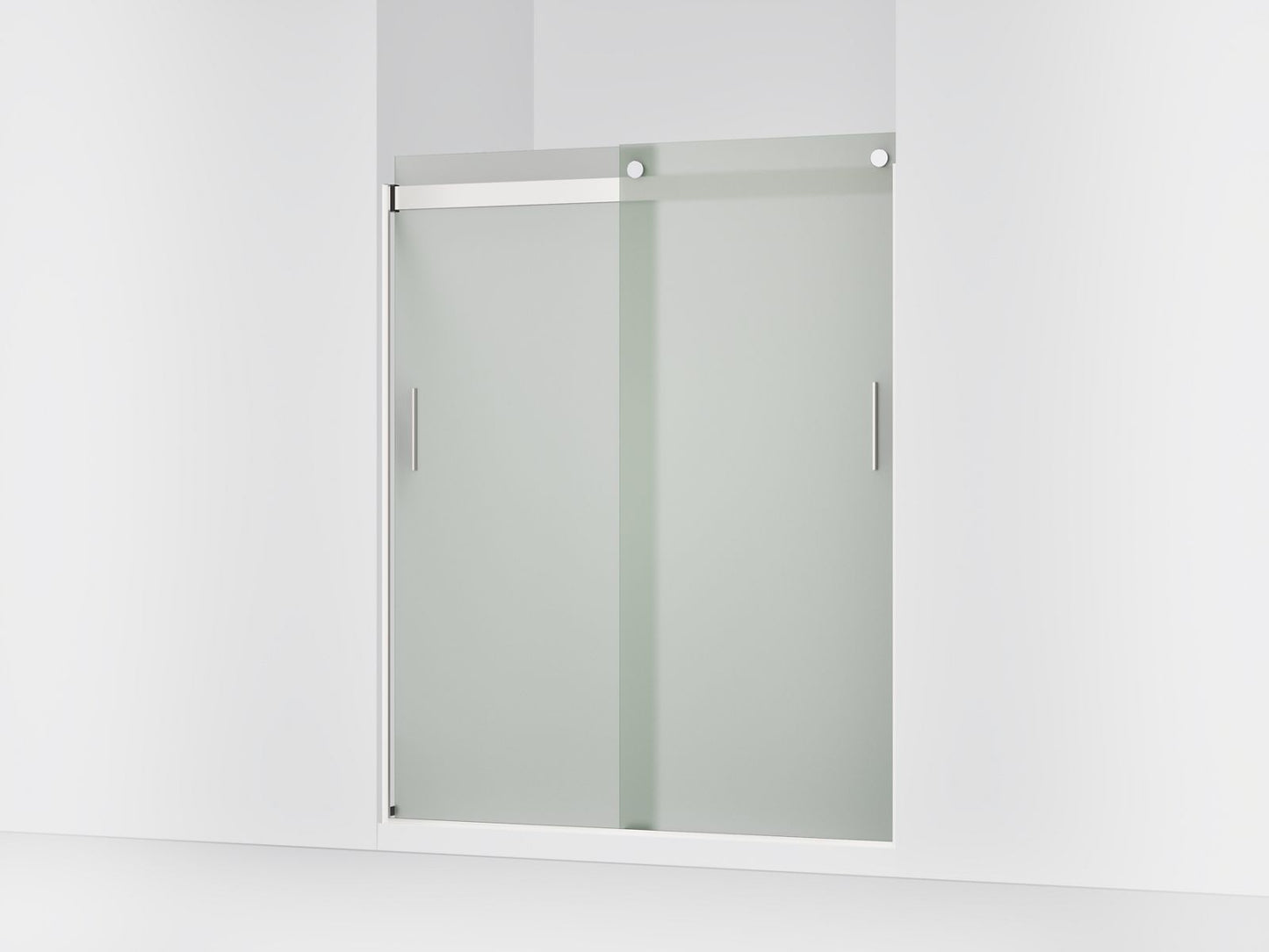 KOHLER K-706009-D3 Levity Sliding shower door, 74" H x 56-5/8 - 59-5/8" W, with 1/4" thick Frosted glass and blade handles