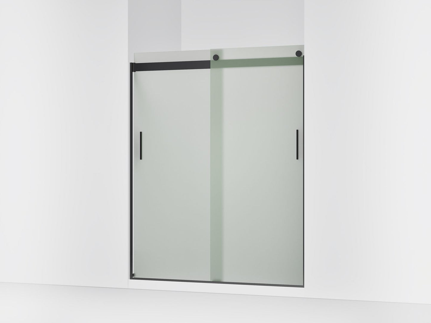 KOHLER K-706009-D3 Levity Sliding shower door, 74" H x 56-5/8 - 59-5/8" W, with 1/4" thick Frosted glass and blade handles