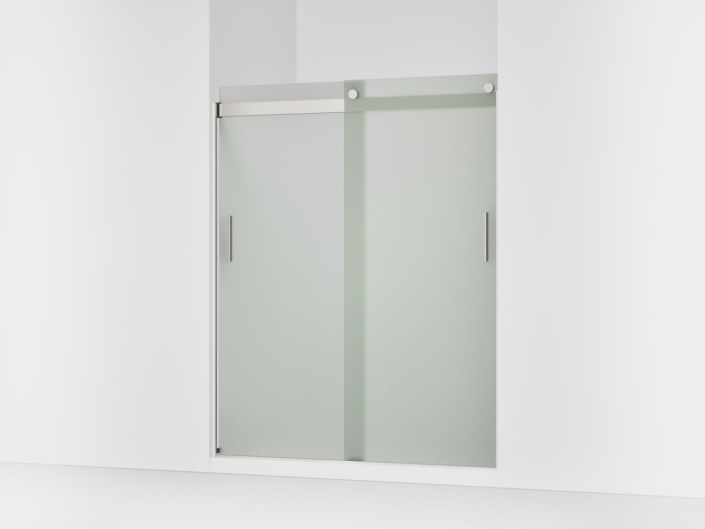 KOHLER K-706009-D3 Levity Sliding shower door, 74" H x 56-5/8 - 59-5/8" W, with 1/4" thick Frosted glass and blade handles